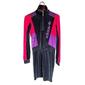 Adidas Velour Logo Track Dress Size XS $100 EC2185 Blokecore Athleisure Tennis